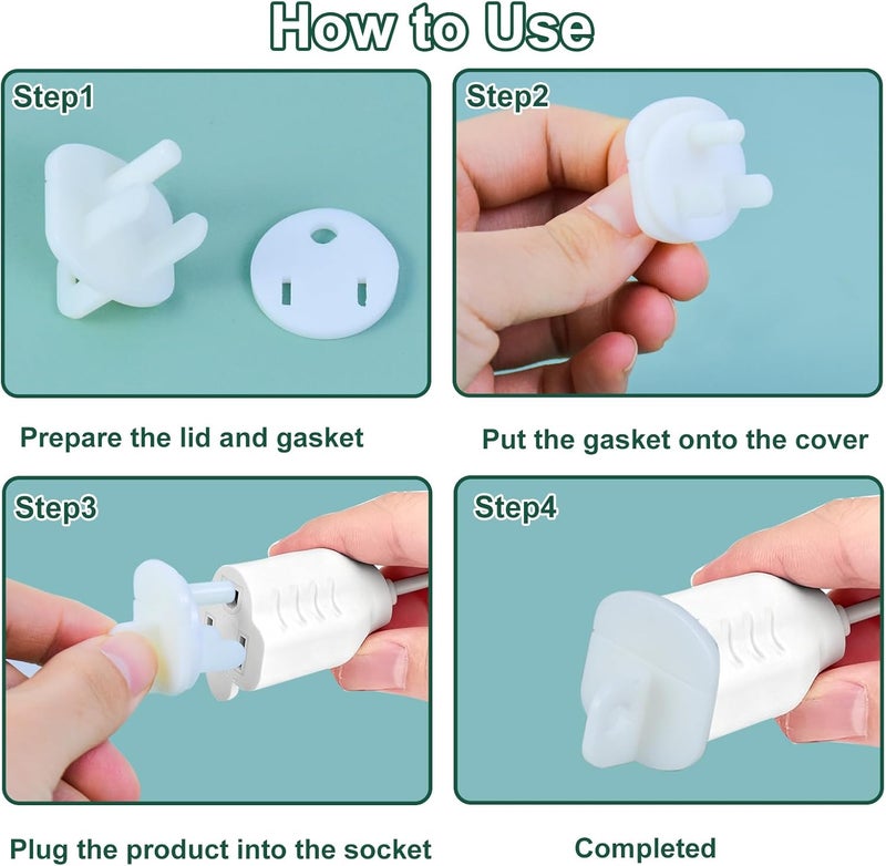 Wenfan 20 Sets Weatherproof Gaskets and Plug Protectors Covers Waterproof Extension Cord Outlet Gasket and Plugs Covers for Christmas Lighting Installation Stop Gfcis from Tripping Fit 2 or 3 Pronged Plugs - Image 3